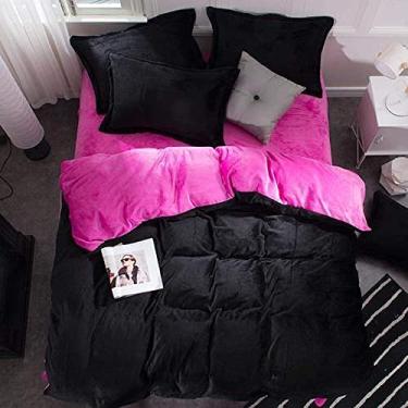 Imagem de Jogo de lençol de flanela de veludo, flanela grossa, dois lados, cor sólida, jogo de cama com capa quente de inverno - Ydl23_Twin Size 3 peças (Ydl11 King size 4 peças)