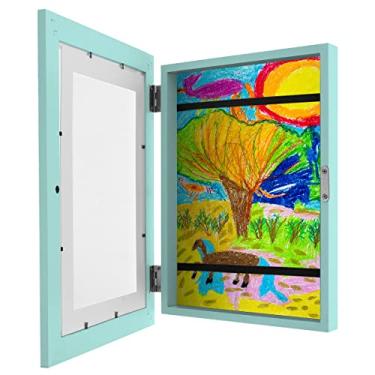 Imagem de Moldura de arte infantil A4, moldura de abertura frontal, moldura de arte infantil com alça fixa e mutável, moldura para armazenamento de fotos, comporta até 100 obras de arte para desenho de