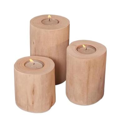 Imagem de Trio de velas decorativas de tronco de eucalipto