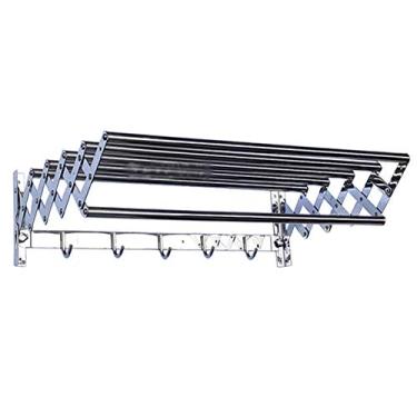 Imagem de Toalheiro de aço inoxidável toalheiro montado na parede suporte de armazenamento prateleira de banheiro prata dobrável push-pull telescópico/90 cm/35,4 polegadas (70 cm/27,6 pol)