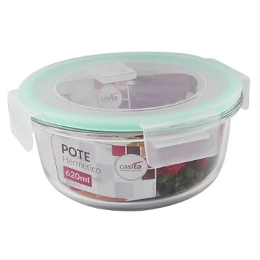 Imagem de Casita Pote de Vidro Hermético, 620ml, com 4 Travas de Segurança, para Forno, Freezer e Microondas, 15 x 6.7cm