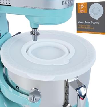 Imagem de Tampa de silicone compatível com batedeiras KitchenAid de 6 a 7 litros, tampa hermética com tigela pequena dobrável, proteção contra respingos, à prova de poeira, reutilizável, lavável na lava-louças