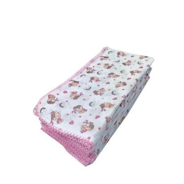 Imagem de Kit 10 Fralda Turma Da Mônica 70X70Cm Com Crochê Mônica - Dugu