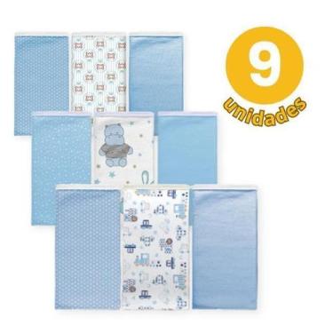 Imagem de Kit 9 Pano De Boca Bebê Viés Babete Fralda Babador Masculino - Dugu