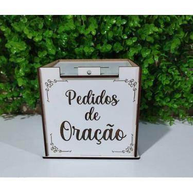 Imagem de Cofre Urna para Pedidos de Oração e Dízimo - MDF Branco 12x12x12 cm - 