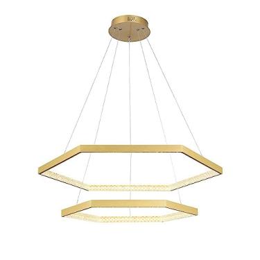 Imagem de PENDENTE HEX DOURADO E TRANSPARENTE (D)80 + 60CM (A)3.5CM 40W + 30W 3000K 3280LM