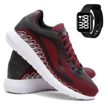 Imagem de Kit Tênis de Academia e Corrida Masculino Esporte Super Leve com Relógio-Masculino