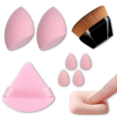 Imagem de Kit 9 peças com Esponjas e Pincel de Maquiagem Profissional, Kit Completo para Base, Corretivo, Pó Facial e Sombra, Ferramentas Essenciais, Blender, Beauty Blenders e Pincel para Maquiagem