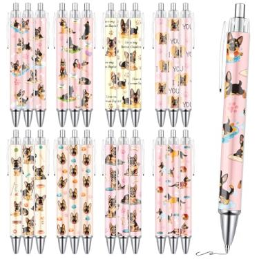 Imagem de Wxiben Canetas esferográficas de pastor alemão, presentes, 24 peças, conjunto de canetas esferográficas de animais retráteis e suaves, presente para mulheres, professores, estudantes, amantes de cães