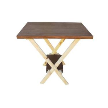 Imagem de Mesa Cavalete Decorada em MDF – Mesa Decorativa e Versátil para Festas, Eventos e Ambientes Modernos (Marrom)