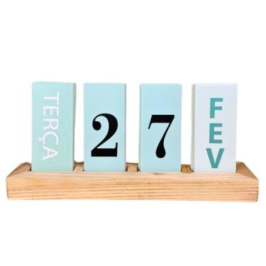 Imagem de Calendário de Mesa Decorativo com Plaquinhas Removíveis – Ideal para Escritório e Decoração de Ambientes (Azul)
