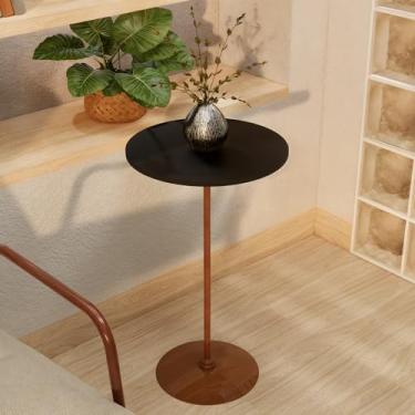 Imagem de Mesa Luna Lateral Minimalista, 35 cm, Base em Aço Carbono Cobre, Tampo MDF, Design Elegante (Preto)