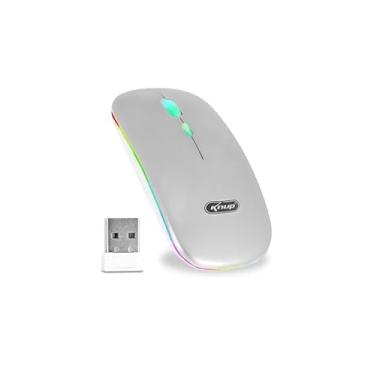 Imagem de Mouse Wireless Recarregável LED RGB 2.4 Ghz Sem Fio Portatil Fino e Leve Clique Silencioso