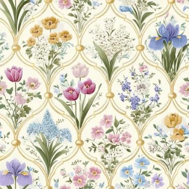 Imagem de Papel de parede vintage Moody colorido multi floral autoadesivo para descascar e colar buquês de flores aquarela papel de contato removível à prova d'água para quarto sala de estar decoração de