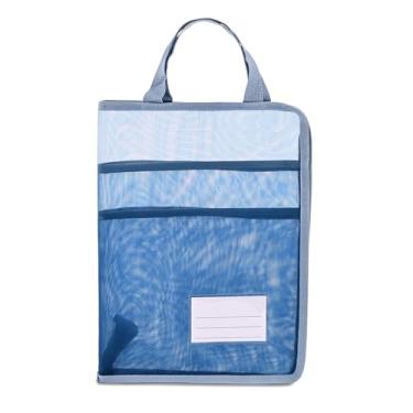 Imagem de Valtiner Bolsa de malha com zíper A4 com alça, 35,5 x 25,4 cm, multicamadas transparentes, papelaria, documentos, organizador de armazenamento de nylon, pasta de arquivos leve para material de