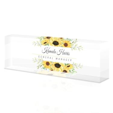 Imagem de placa de identificação acrílica personalizada, Placa de nome personalizada para mesa, Decoração de mesa, presente de escritório para colegas, chefes, professores