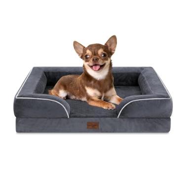 Imagem de Comfort Expression Sofá-cama ortopédico impermeável para cães pequenos, com capa removível lavável e parte inferior antiderrapante (PP, cinza escuro)