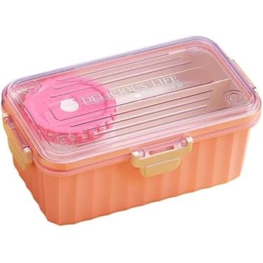 Imagem de Pote Marmita Plástica com 2 Compartimentos para Micro-ondas, Dupla Camada, Lancheira Perfeita para o Seu Ritmo! Refeições Fáceis e Deliciosas Onde Quiser!