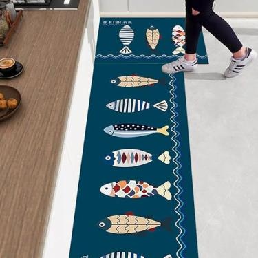 Imagem de Conjunto De Tapetes De Cozinha 2 Peças 50x80 50x160 Cm Tapetes De Cozinha De Peixe Abstrato Antiderrapante Lavável Corredor De Cozinha Resistente A Óleo Tapetes De Cozin, 40x60 cm