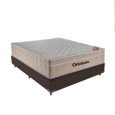 Imagem de Cama Base Box Casal Marrom Colchão Molas Ensacadas Airtech Spring 138x188 - Ortobom