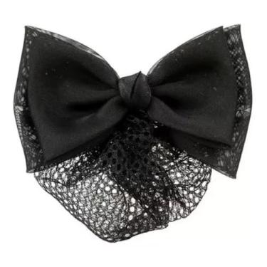 Imagem de Rede de Cabelo com Laço - Acessório Profissional para Cabelos - Ideal para Uniformes e Uso Diário(Preto)