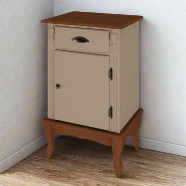 Imagem de Mesa De Cabeceira 1 Porta E 1 Gaveta Com Pés Luiz Xv - Amêndoa Laca Com Tampo E Base Imbuia Glazer Puxador Concha E Bola