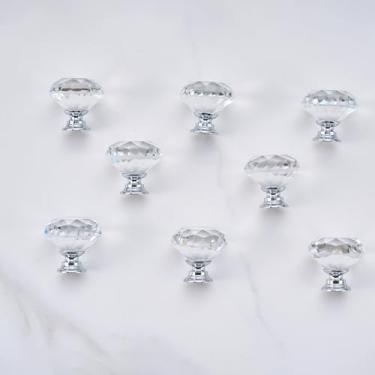 Imagem de 8 puxadores de armário de banheiro - puxadores de gaveta de vidro cristal em forma de diamante de 30 mm