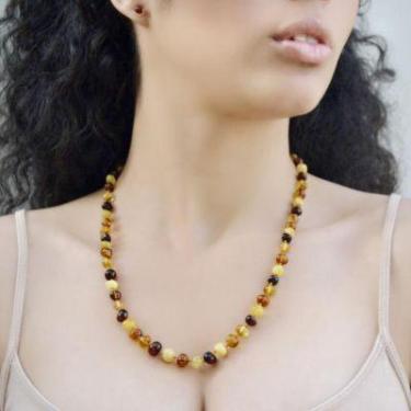 Imagem de Colar de Âmbar Báltico Misto Polido - Âmbar Original