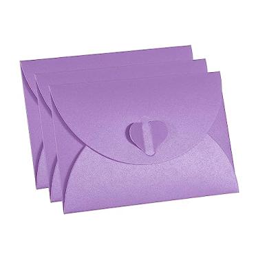 Imagem de Envelopes de vale-presente, pacote com 12, fecho em forma de coração, pequeno porta-cartões de presente, mini envelope para aniversários e casamentos, roxo