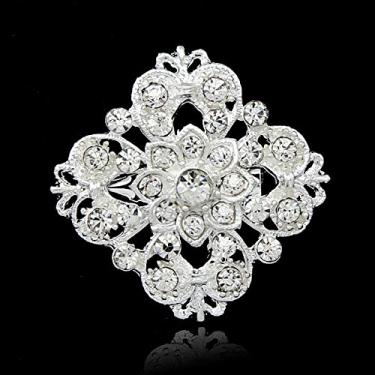 Imagem de Broche de flor de strass para mulheres, broches de buquê de casamento para mulheres, broche de casamento para noiva, dama de honra