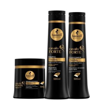 Imagem de Kit Shampoo E Condicionador E Máscara Crescimento E Reconstrução Haskell Cavalo Forte 500ml