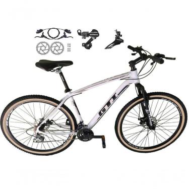 Imagem de Bicicleta Aro 29 Gti Roma 21v Câmbios Shimano Freio Disco Hidráulico Suspensão Pneu Faixa - Branco Tam.19