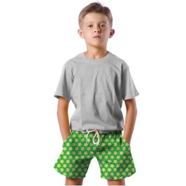 Imagem de Shorts Infantil Bermuda Calção Praia Verão Estrelas Cartoon Yellow 276