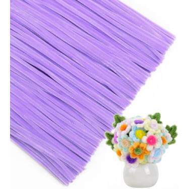 Imagem de IOOLEEM Limpadores de cachimbos, 200 peças, roxo claro, materiais de artesanato e artes para fazer flores, ideias para atividades de projetos de arte.