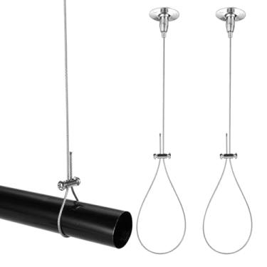 Imagem de Kit de Suporte Teto para Varão Armário, Suporte Suspensão Teto Ajustável e Resistente para Sistema Varão Cortina de Duche