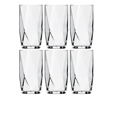 Imagem de Jogo 6 Copos Luxo 360ml Em Vidro Transparente Grosso Grande Drink Agua Refri Suco Bebidas Mesa Posta Resistente Moderno Presente Casa Nova - Dona Laura