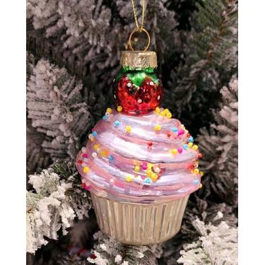 Imagem de Wizardi Enfeite de vidro de Natal - Cupcake polvilhado F07M3-33 HB-SY25354