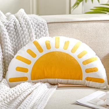 Imagem de Newwiee Boho Almofada decorativa lombar para sofá sala de estar ao ar livre almofada de sol semicircular macia para centro de livros almofada diária decoração de casa quarto sala de jogos, 22 x 43