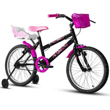 Imagem de Bicicleta aro 20 Feminina Infantil Com Cadeirinha de Boneca Roda Later