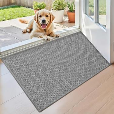 Imagem de Color&Geometry Tapete de porta interno ultrafino pequeno antiderrapante com base de borracha 43 cm x 76 cm (enrolado, sem vincos), tapetes para entrada, tapete de entrada de baixo perfil lavável em