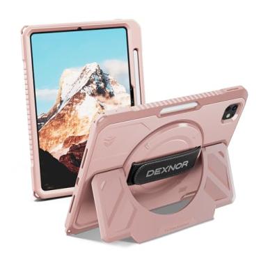 Imagem de Dexnor Capa para iPad Pro de 11 polegadas M4 2024, capa protetora robusta com alça de mão de rotação de 360°, suporte grande e estável, protetor de tela e suporte de lápis, à prova de choque, capa