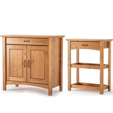 Imagem de Kit Balcão Buffet 2 Portas e Aparador para Sala 100% Madeira Solare Ca