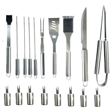 Imagem de Kit Churrasco 19 Peças Gourmet Aço Inox E Maleta Alumínio