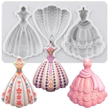 Imagem de MYPRACS Molde de silicone para fondant de saia para decoração de bolo de açúcar, topo de cupcake, pasta de goma de chocolate, argila de polímero