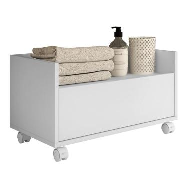 Imagem de Gabinete Armário Banheiro 60Cm Com Rodízios Multimóveis V3591 Branco Branco