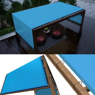 Imagem de ColourTree Capa de substituição de toldo de pérgola azul impermeável de 2,5 m L x 25,4 cm C, tecido de grau comercial 220 GSM, inclui hastes pesadas de aço inoxidável (fazemos tamanho personalizado)