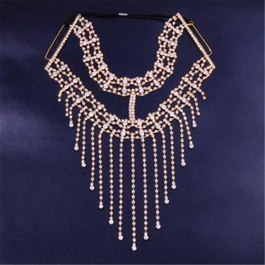 Imagem de Máscara Com Borla E Corrente Facial, Acessório De Cabeça Para Noiva, Strass, Acessórios Para Cabelo E Joias Para Mulheres, Gold, One Size