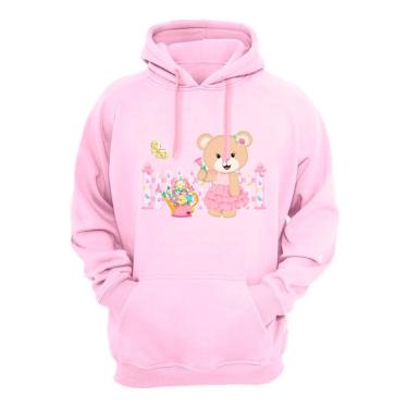 Imagem de Blusa Agasalho Moletom Feminino Com Capuz Ajustavel Bolso Canguru Flanelado