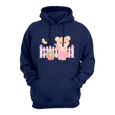 Imagem de Blusa Agasalho Moletom Feminino Com Capuz Ajustavel Bolso Canguru Flanelado