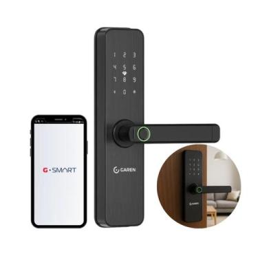Imagem de Fechadura Digital Wifi Aluminio Garen com biometria Senha Tag